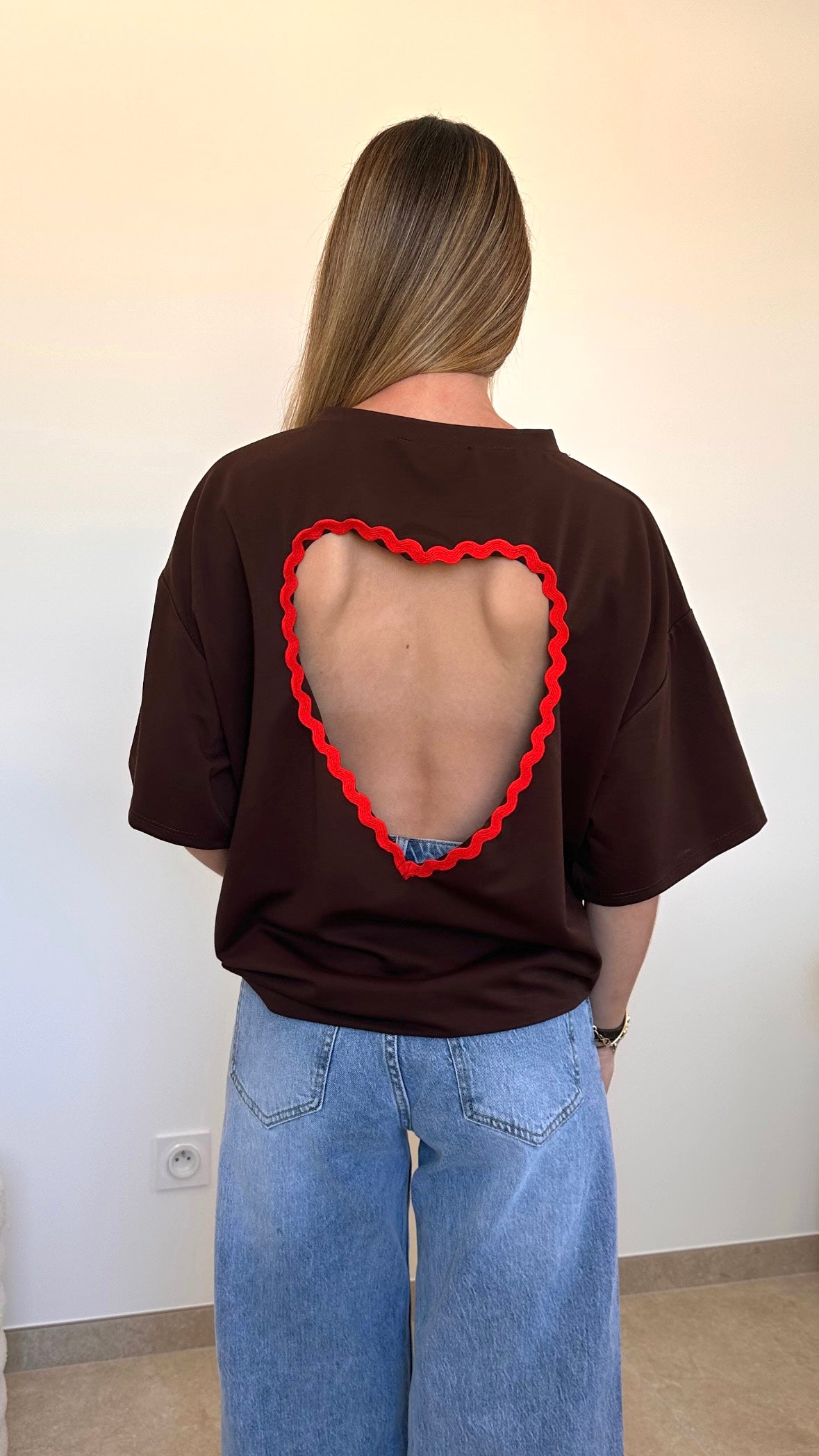 T-shirt Cœur marron