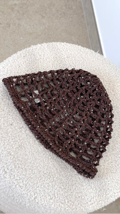 Bonnet en crochet - marron