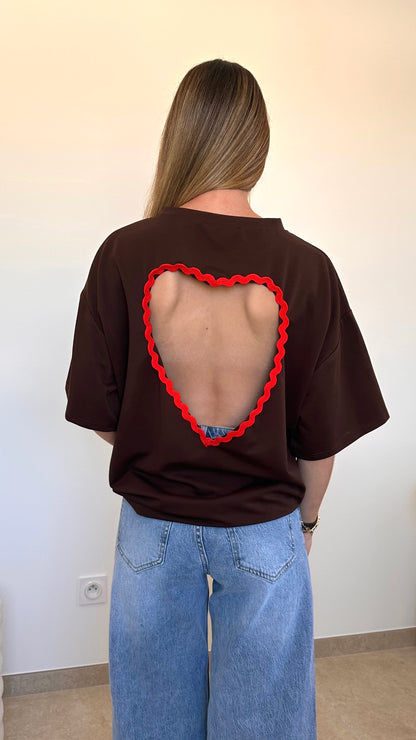 T-shirt Cœur marron