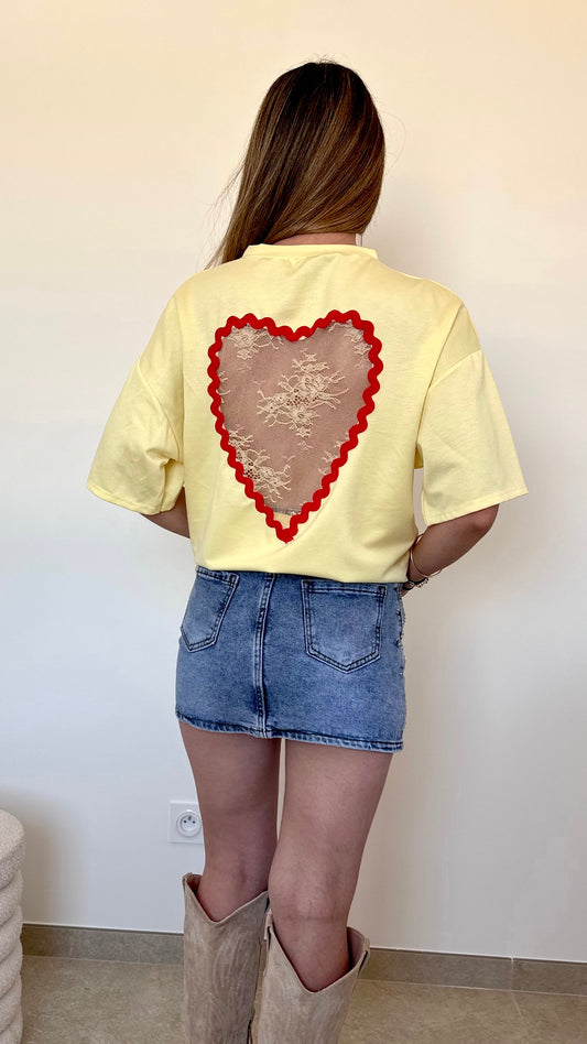 T-shirt cœur dentelle