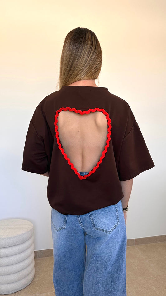 T-shirt Cœur marron