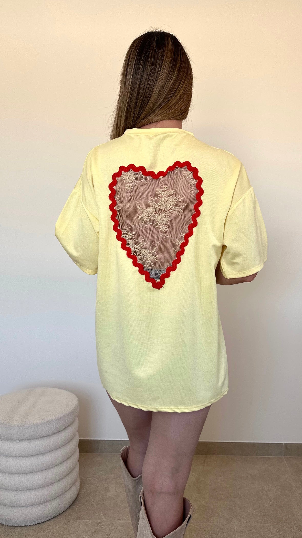 T-shirt cœur dentelle